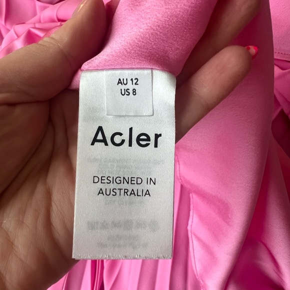 COPY - Acler Palms Pleat Dress- Confetti Pink Size 8 - Picture 4 of 7